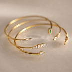 Zirconia Open Cuff Bracelet Collection – Waterproof 18K Gold