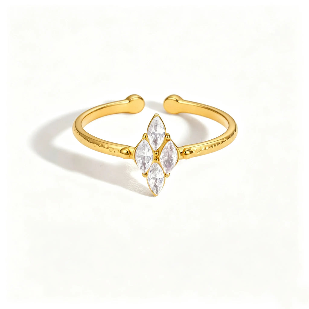 Vintage CZ Dainty Open Ring Collection – Waterproof 18K Gold | 7 Styles