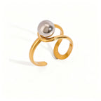 Waterproof Gold & Silver Ball Wrap Open Ring
