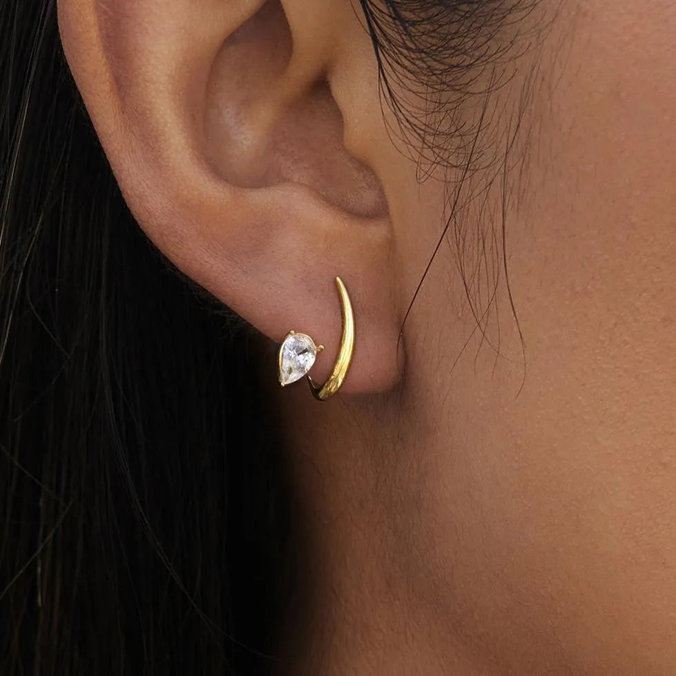 Waterproof Curved Huggie Studs Earrings