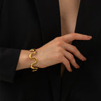 Waterproof Wavy Cuff Open Bangle Bracelet