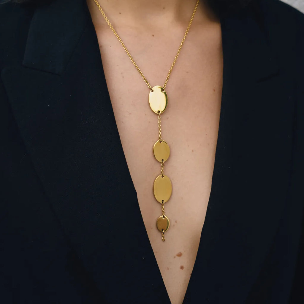 Waterproof Gold Geometric Modern Y-Necklace