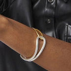 Two-Tone Interlocking Cuff Bracelet – Waterproof Gold & Silver