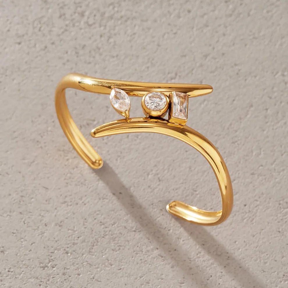 Waterproof Trio CZ Cuff Bracelet