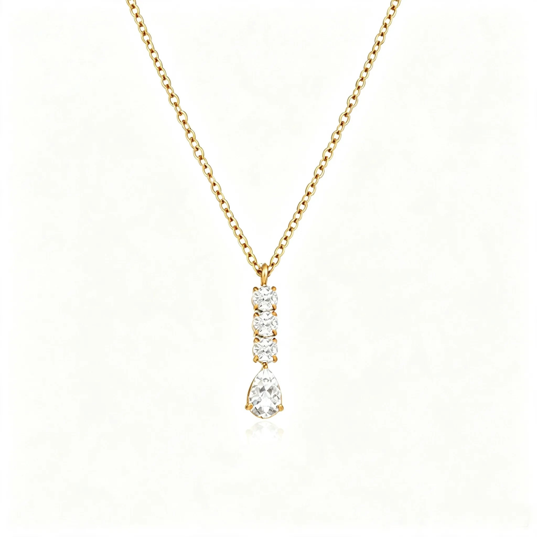Pave Vertical Bar Necklace & Huggie Set – 18K Gold