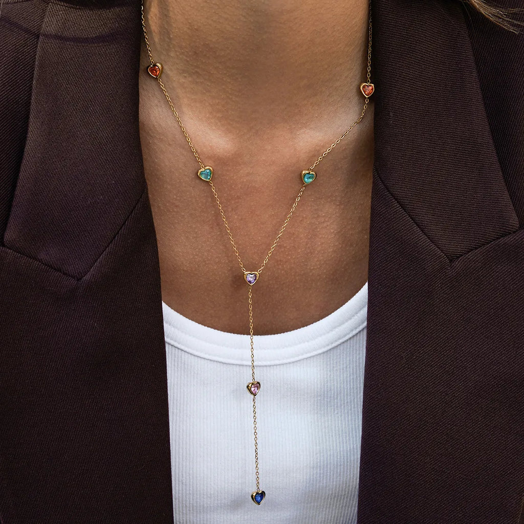 Waterproof Multicolor CZ Lariat Y-Necklace