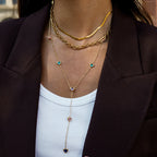 Waterproof Multicolor CZ Lariat Y-Necklace