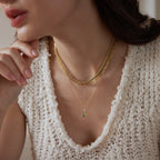 Waterproof Trio Stone Pendant & Cable Chain Necklace