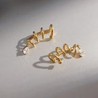 Waterproof Spiral CZ Dangle Cartilage Ear Cuffs