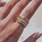 Waterproof Pave Zirconia Statement Layering Ring