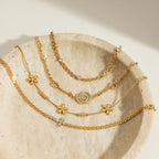 Geometric Medallion Zirconia Bracelet – Waterproof 18K Gold