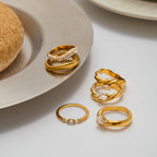 Waterproof Pave Zirconia Statement Layering Ring