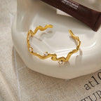 Waterproof Pave Zirconia Minimalist Open Cuff Bangle