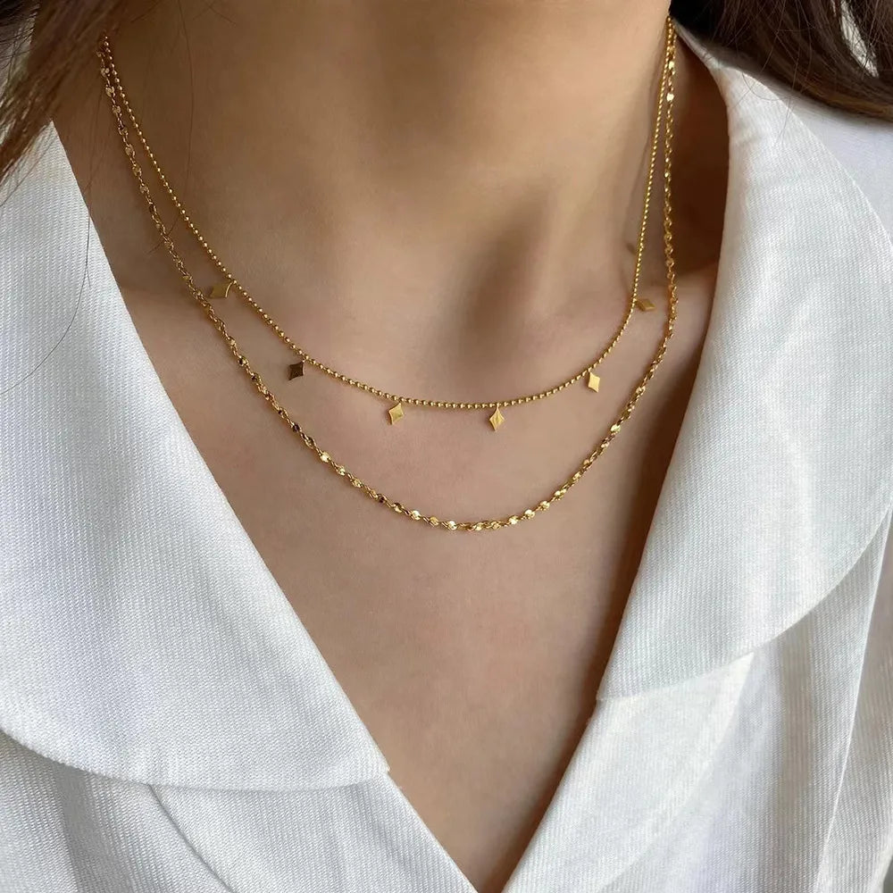 Minimalist Double-Layer Necklace – Waterproof Stainless Steel