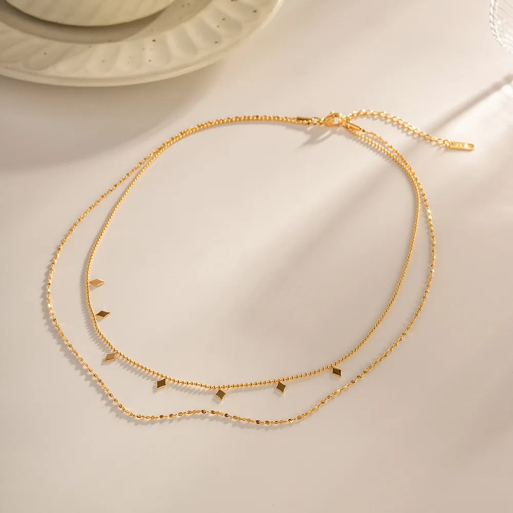 Minimalist Double-Layer Necklace – Waterproof Stainless Steel