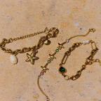 Ocean Starfish Zirconia Charm Bracelet | Waterproof 18K Gold