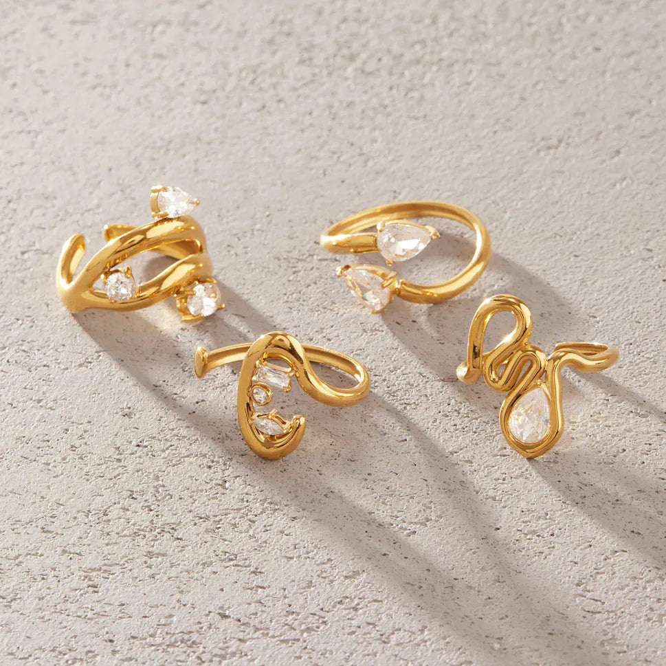 Waterproof Liquid Gold CZ Open Rings