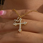 Waterproof Cross Pave CZ Pendant Necklace