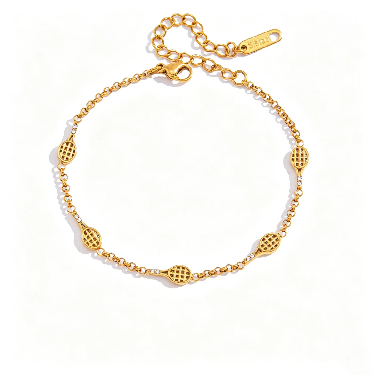 Waterproof Pave CZ Tennis Racket Bracelet