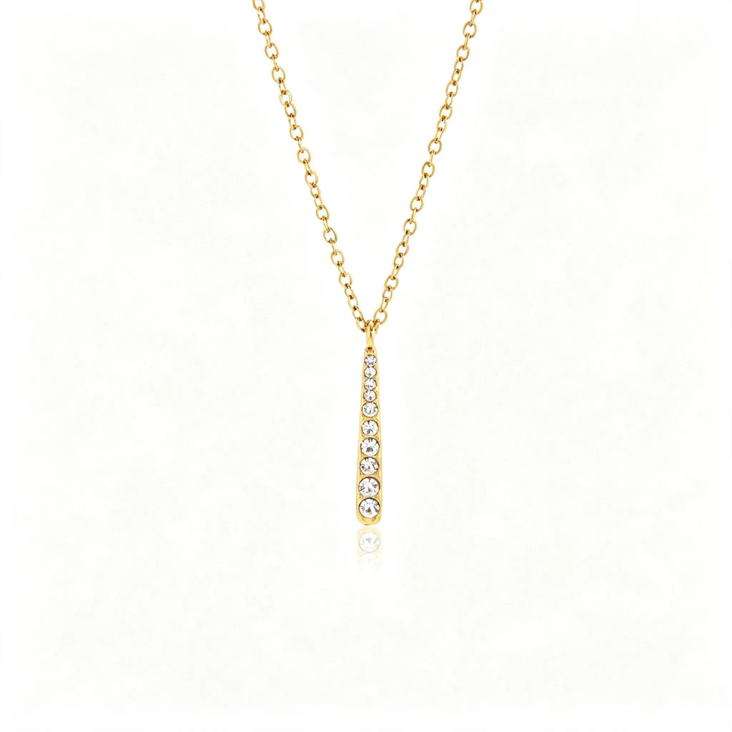 Pave Vertical Bar Necklace & Huggie Set | Waterproof 18K Gold