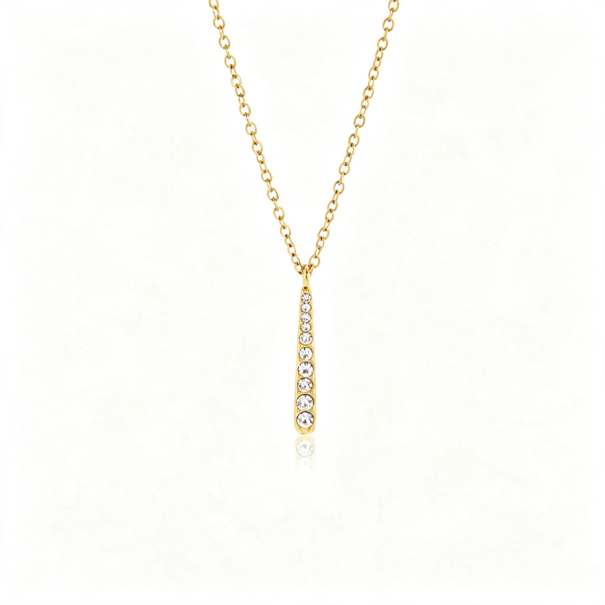 Pave Vertical Bar Necklace & Huggie Set – 18K Gold