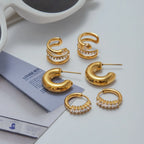 Waterproof Pavé Zircon Ear Stud & Ear Cuff