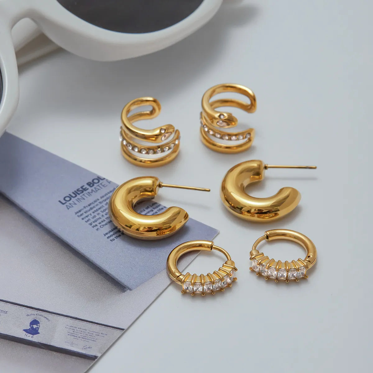 Waterproof Pavé Zircon Ear Stud & Ear Cuff