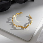 Waterproof Pave Zirconia Minimalist Open Cuff Bangle