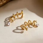 Waterproof Spiral CZ Dangle Cartilage Ear Cuffs