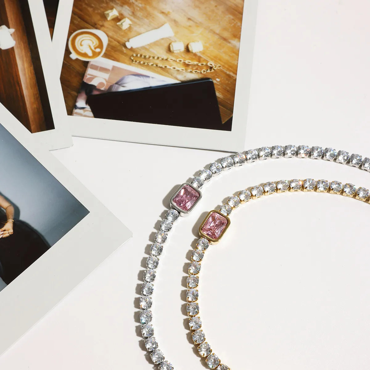 Waterproof CZ Gold Heart & Tennis Bracelet
