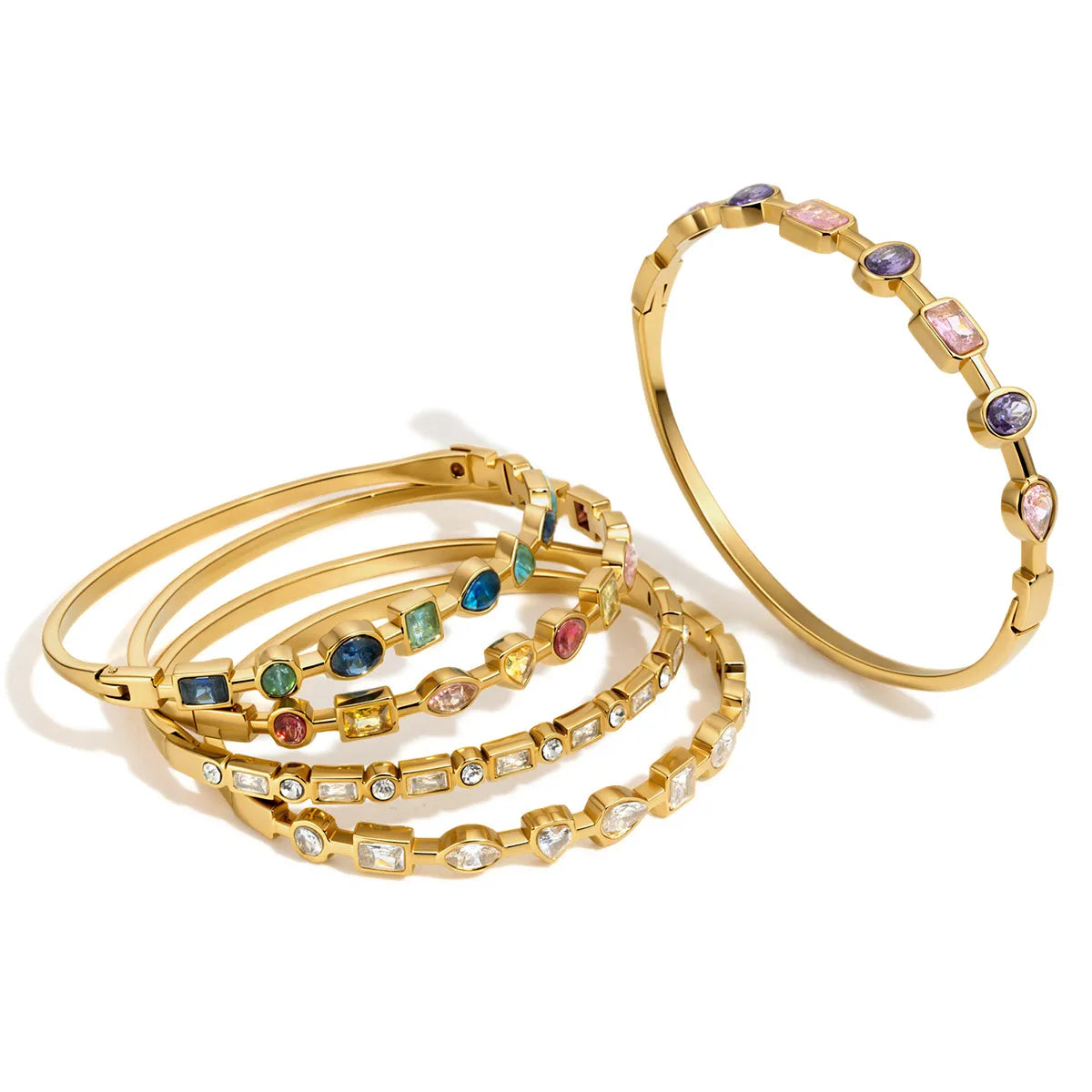 Waterproof Multi-Shape Gemstone Bangle