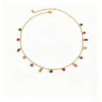 Rainbow Heart Zirconia Charm Necklace | Waterproof 18K Gold
