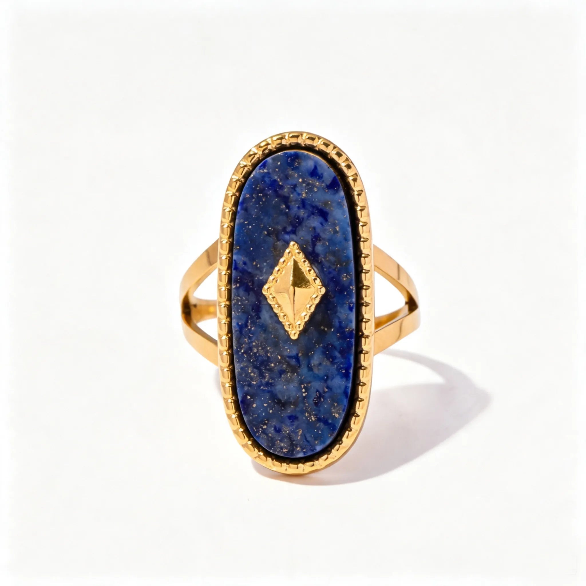 Lapis Lazuli Evil Eye Statement Ring – Waterproof 18K Gold