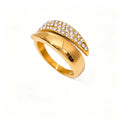 Pavé CZ Sculptural Open Ring Collection – Waterproof 18K Gold