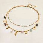 Waterproof Natural Stone & Pearl Layered Necklace