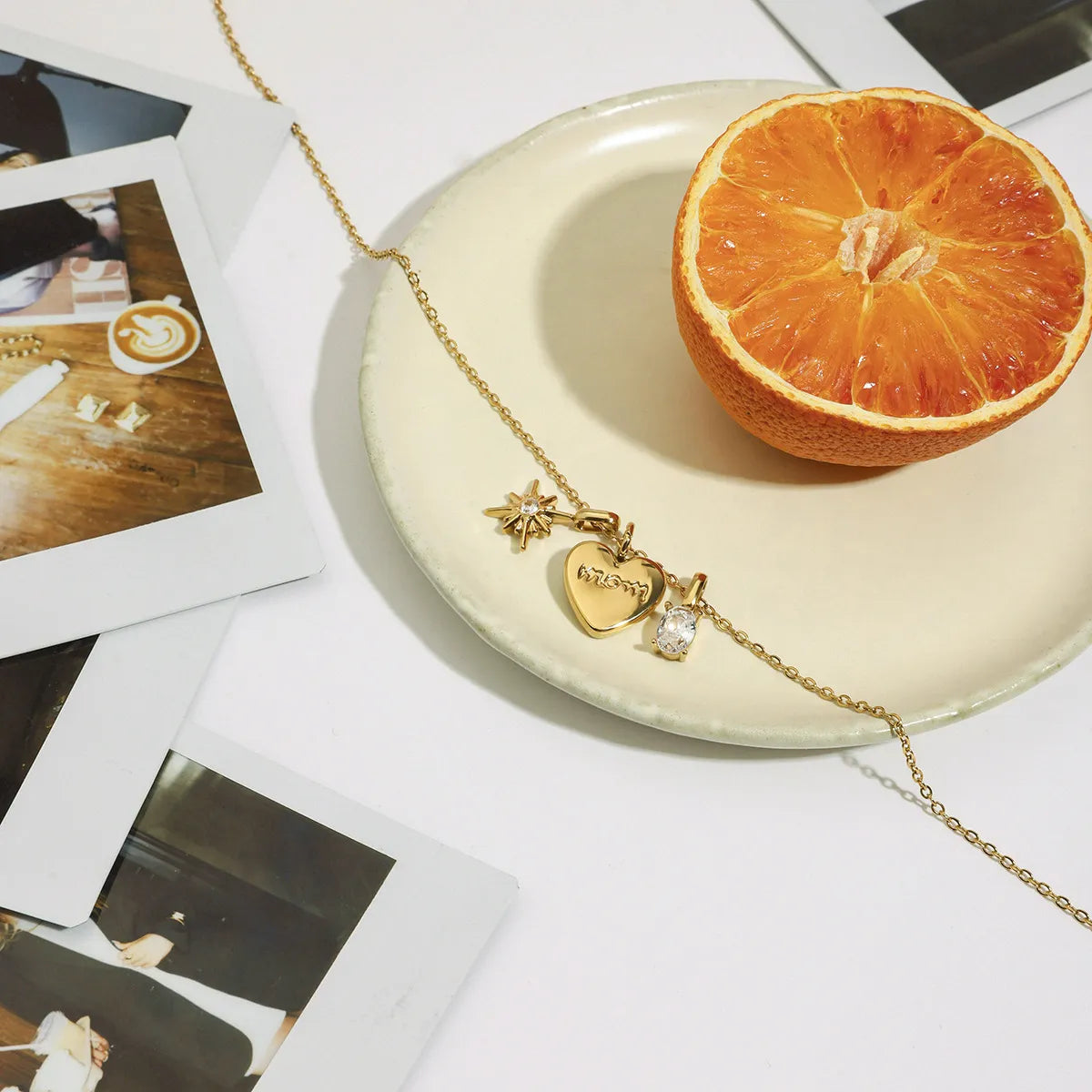 MOM Heart Charm Necklace | Waterproof 18K Gold