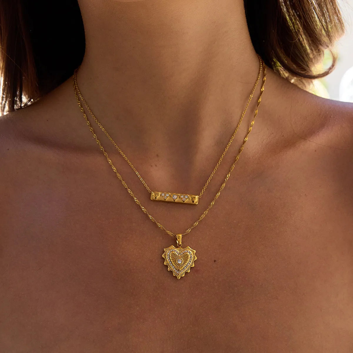 French Vintage Amour Pendant Necklace – Waterproof Steel