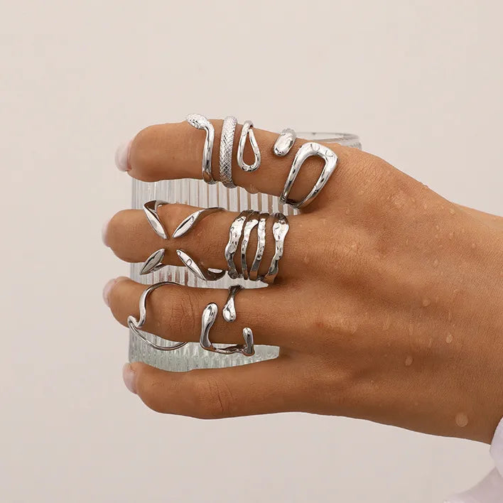 Waterproof Wavy Minimalist Adjustable Band Open Ring