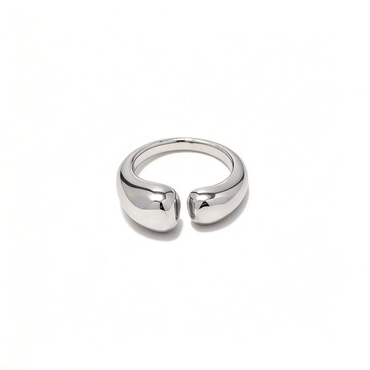 Waterproof Silver Chunky Open Bands Ring