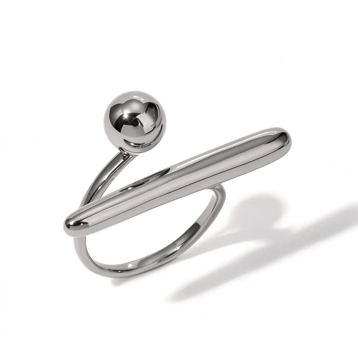 Waterproof Silver Chunky Open Bands Ring