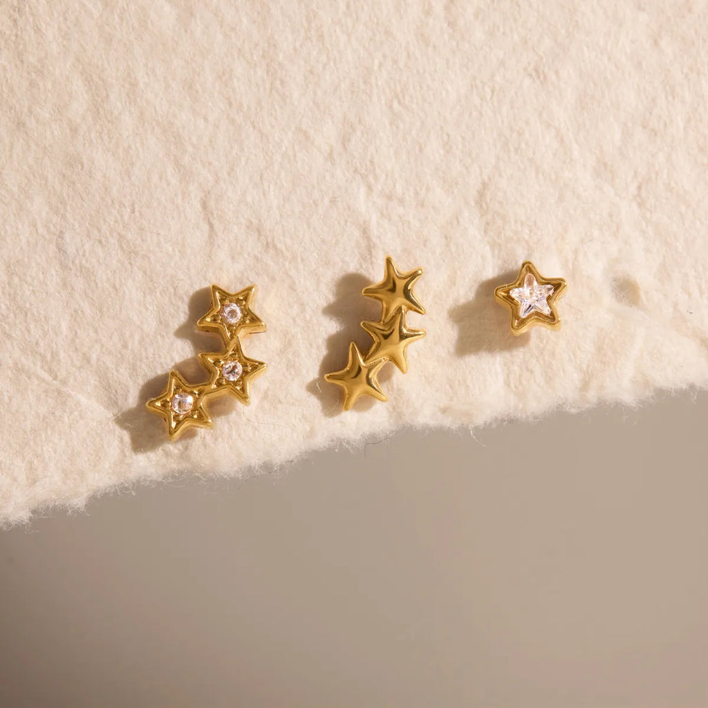 Waterproof Star CZ Flat Back Cartilage Stud Earrings