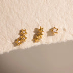 Waterproof Star CZ Flat Back Cartilage Stud Earrings