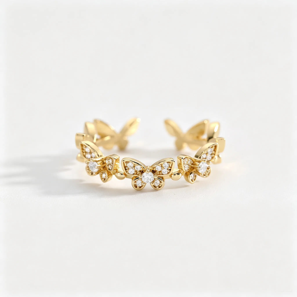 Waterproof Pave CZ Eternity Ring | Gold Oval-Cut Adjustable Band