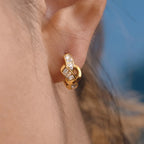 Waterproof Twist Knot Baguette CZ Huggie Hoops