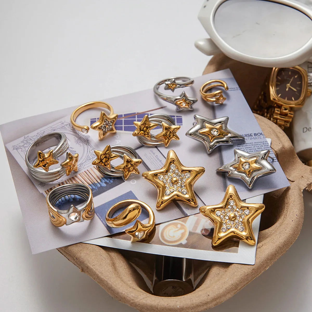 Waterproof Two-Tone Celestial Ring
