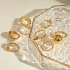 Pavé CZ Sculptural Open Ring Collection – Waterproof 18K Gold