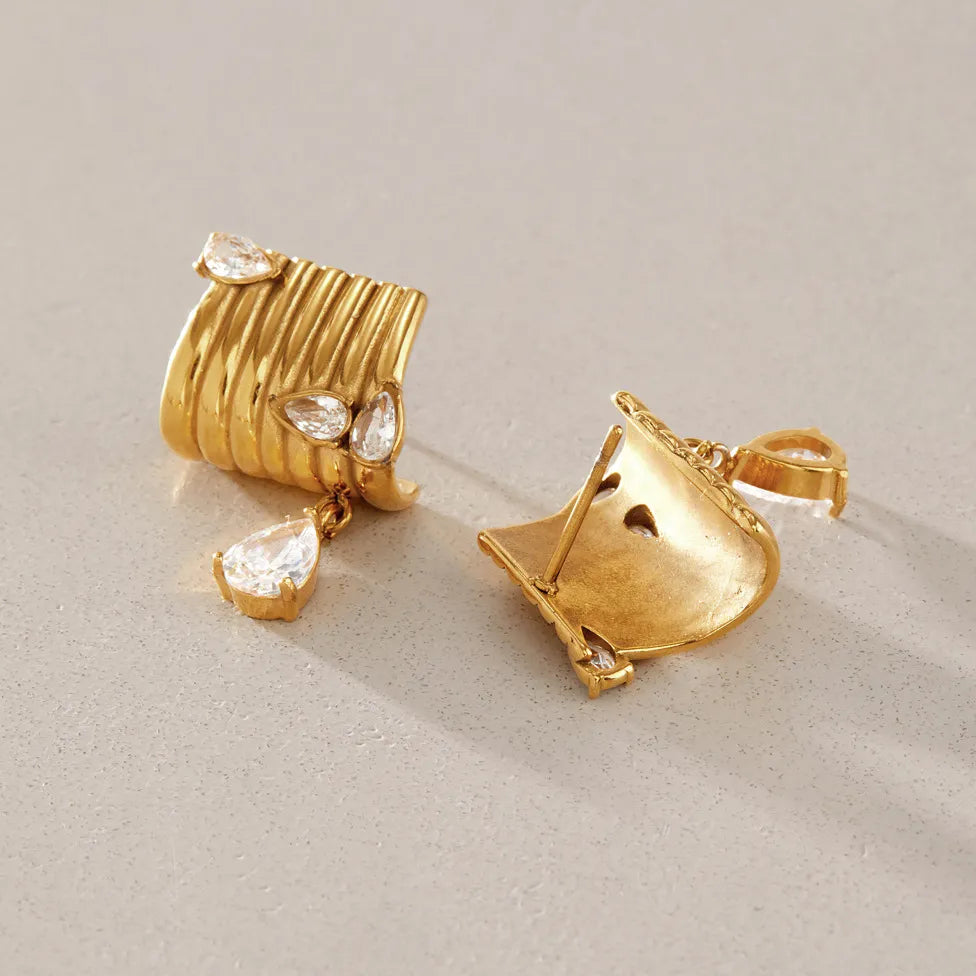 Waterproof Gold Chunky Drop Earrings