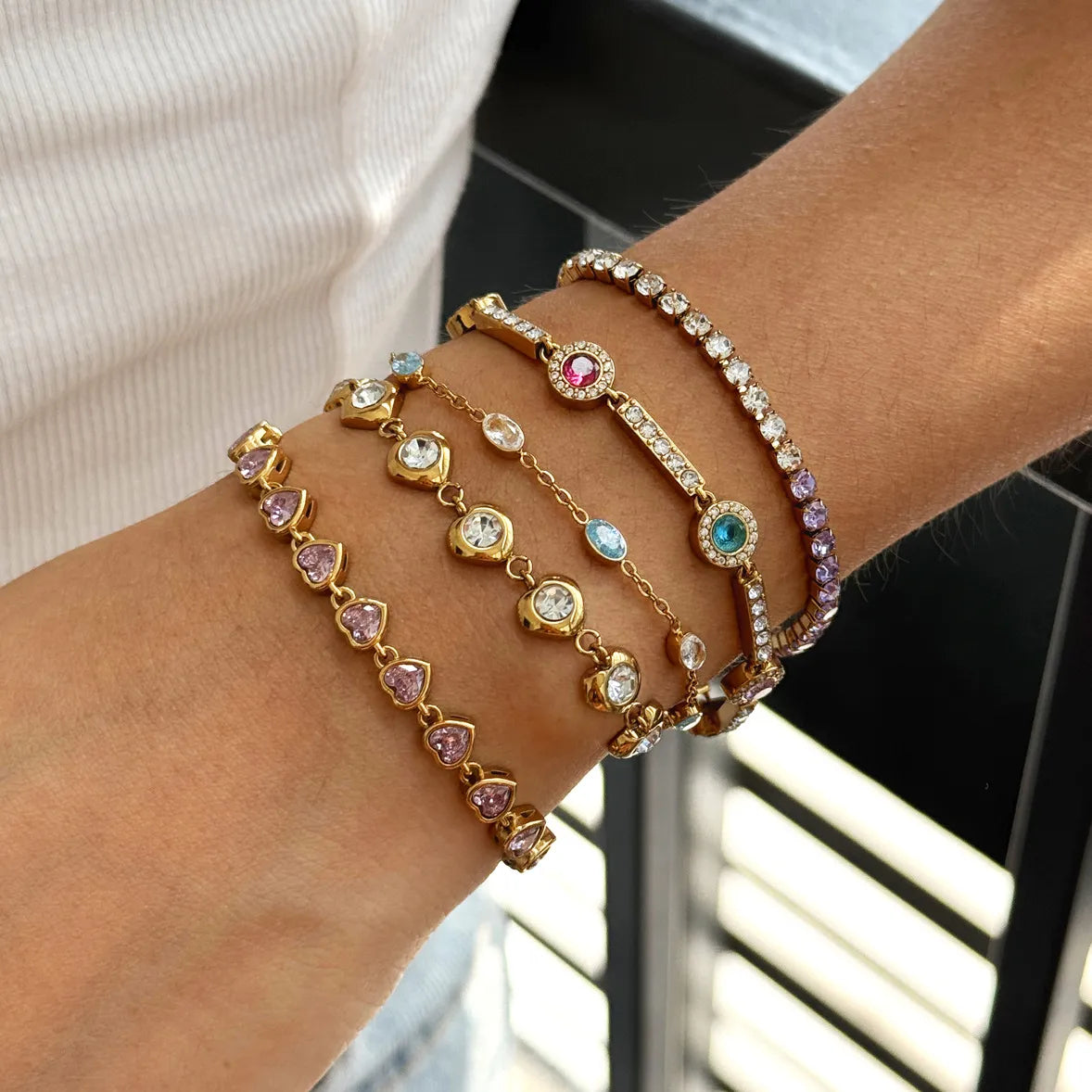 Waterproof Colorful CZ Stackable Bracelet