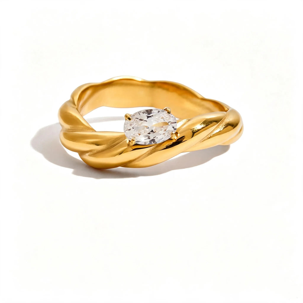 Waterproof Pave Zirconia Statement Layering Ring