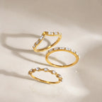 Waterproof 3-Piece CZ Stacking Ring Set